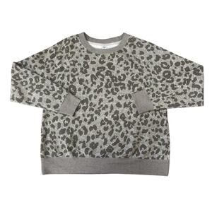 Old Navy Gray Cheetah Print Crew Neck Sweatshirt Womens Size M